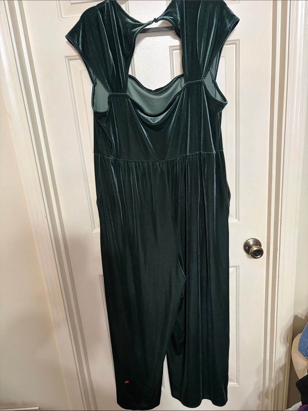 Old Navy Dark Green Velvet Jumpsuit with Draped Front - Picture 4 of 4